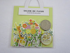 MW Salon de Fleur Flowers - Flake Stickers Sack - Yellow Orange Autumn - Beautiful Garden Love Wedding Bouquet for Journal Agenda Planner Scrapbooking Craft