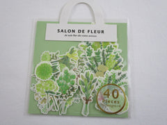 MW Salon de Fleur Flowers - Flake Stickers Sack - Green - Beautiful Garden Love Wedding Bouquet for Journal Agenda Planner Scrapbooking Craft