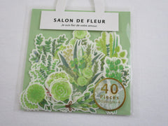 MW Salon de Fleur Flowers - Flake Stickers Sack - Green - Beautiful Garden Love Wedding Bouquet for Journal Agenda Planner Scrapbooking Craft