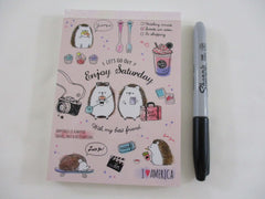 Cute Kawaii Q-Lia Hedgehog Enjoy Saturday 4 x 6 Inch Notepad / Memo Pad - Stationery Designer Paper Collection