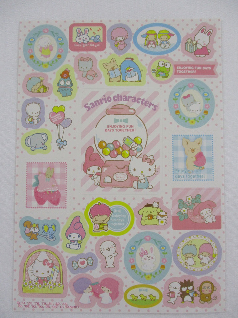 Cute Kawaii Sanrio Characters My Melody Hello Kitty Tuxedosam etc Sticker Sheet - 2018 Collectible - for Journal Planner Craft Stationery