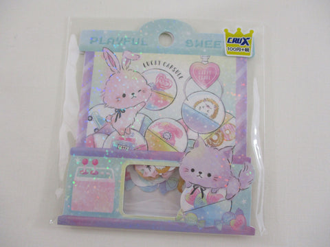 Cute Kawaii Crux Playful Sweet Rabbit Cat Hedgehog Stickers Flake Sack - for Journal Planner Craft Scrapbook Collectible