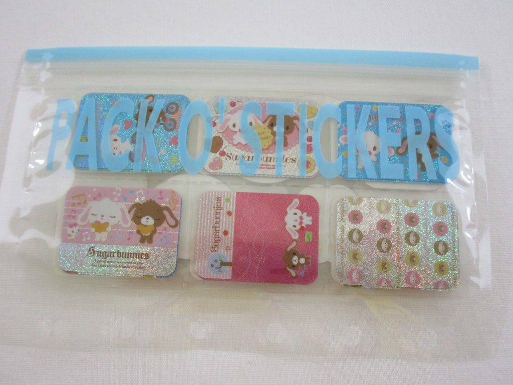 Cute Kawaii Sugar Bunnies Pack-o-stickers Flake Sticker Sack 2009 - Collectible Preowned