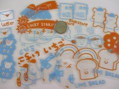 Large Clear Stickers Series - Blue - Bear Book Love Letter Bread Coffee Flake Stickers Sack - for Decorating Journal Planner Scrapbooking Craft