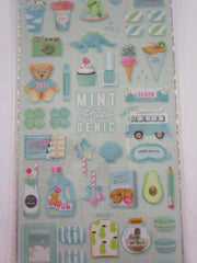 Cute Kawaii Q-Lia Photo Genic - Mint - Dino Sweet Drink Bear Clover Laundry Sticker Sheet - for Journal Planner Craft