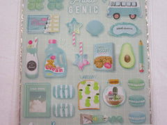 Cute Kawaii Q-Lia Photo Genic - Mint - Dino Sweet Drink Bear Clover Laundry Sticker Sheet - for Journal Planner Craft