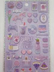 Cute Kawaii Q-Lia Photo Genic - Purple - Bubble Tea Cupcake Shark Candy Sweets Music Sticker Sheet - for Journal Planner Craft