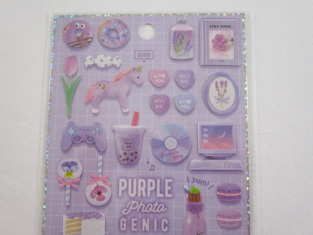 Q Lia Bunny Friends And Sweets Puffy Glitter Sticker Sheet Kawaii Vintage