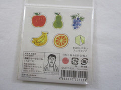 Cute Kawaii Healthy Fruits Banana Grapes Orange Pear Apple Flake Stickers Sack - Furukawashiko Japan - for Journal Agenda Planner Scrapbooking Craft