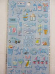 Cute Kawaii Q-Lia Photo Genic - Blue - Cupcake Candies Ice Cream Shark Rabbit Game Sticker Sheet - for Journal Planner Craft