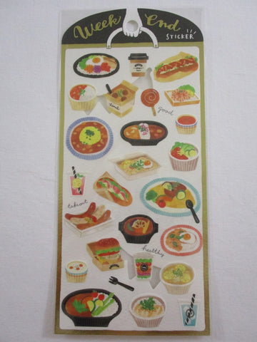 Cute Kawaii Mind Wave Weekend Market Series - Lunch Dinner Burger Takeout Coffee Lemon Fresh Drink Sticker Sheet - for Journal Planner Craft