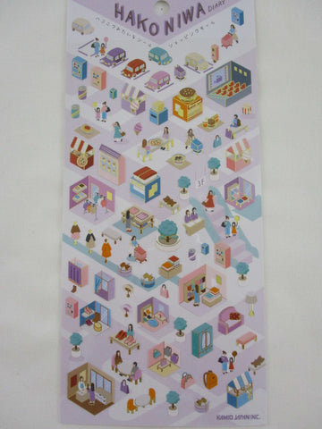 Cute Kawaii Kamio Town Square Series Sticker Sheet - Shops and Movie Theater - for Journal Planner Craft Agenda Organizer Scrapbook