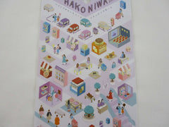 Cute Kawaii Kamio Town Square Series Sticker Sheet - Shops and Movie Theater - for Journal Planner Craft Agenda Organizer Scrapbook