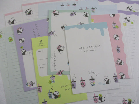 Cute Kawaaii Crux Bubble Tea Tapioca Panda Letter Sets - Stationery Writing Paper Envelope