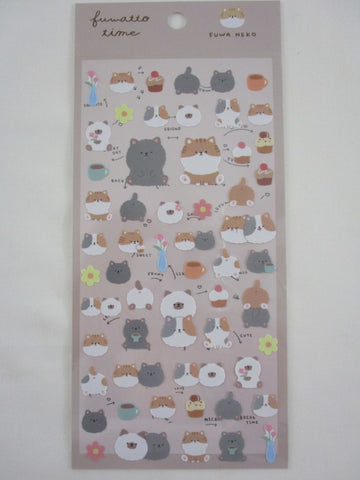 Cute Kawaii Crux Fuwatto Time Series Sticker Sheet - Cat Fuwa Neko - for Journal Planner Craft