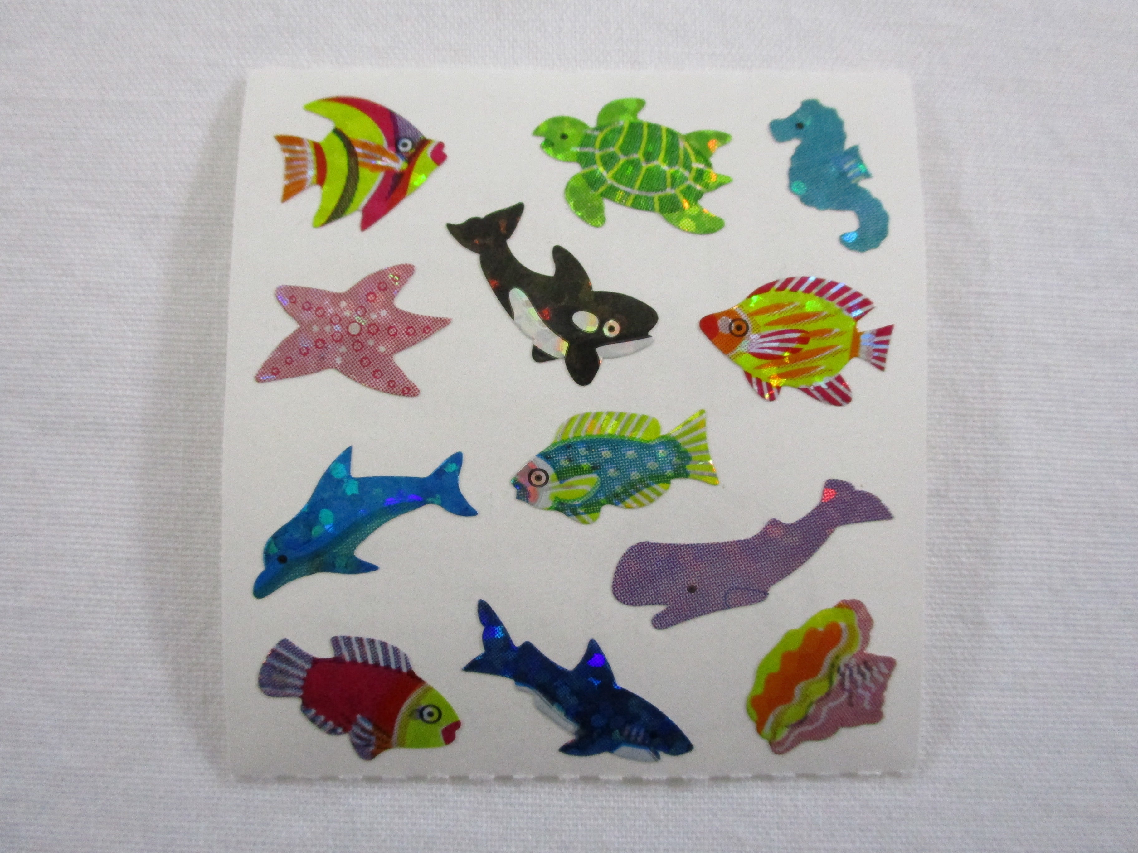 Sandylion Fuzzy Stickers FISH with CORAL Retro Rare Vintage