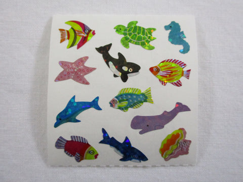 Sandylion Fish Turtle Whale Glitter Sticker Sheet / Module - Vintage & Collectible