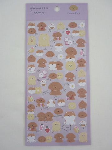 Cute Kawaii Crux Fuwatto Time Series Sticker Sheet - Dog Fuwa Puu - for Journal Planner Craft