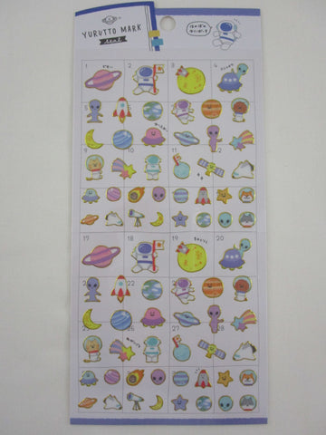 Cute Kawaii Crux Yurutto Series Sticker Sheet - Planet Alien Astronaut Universe Star - for Journal Planner Craft