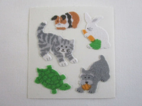 Sandylion Cat Hamster Rabbit Fuzzy Sticker Sheet / Module - Vintage & Collectible