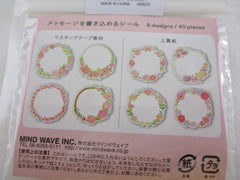 Cute Kawaii MW Wreath Flower Pink Red Write on Flake Stickers Sack - for Journal Planner Agenda Craft Scrapbook