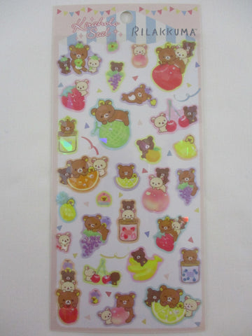Cute Kawaii San-X Rilakkuma Bear Sticker Sheet 2022 - Kiraholo A Fruits - for Planner Journal Scrapbook Craft