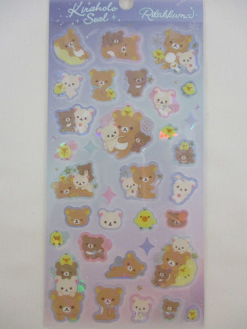 Cute Kawaii San-X Rilakkuma Bear Sticker Sheet 2022 - Kiraholo C Starry Night - for Planner Journal Scrapbook Craft