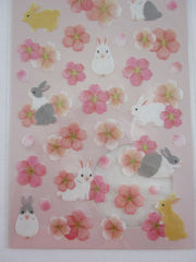 Cute Kawaii MW Sakura Collection Sticker Sheet - Cherry Blossom Spring Sakura Rabbit Bunny - for Journal Planner Craft - Washi Textured Paper