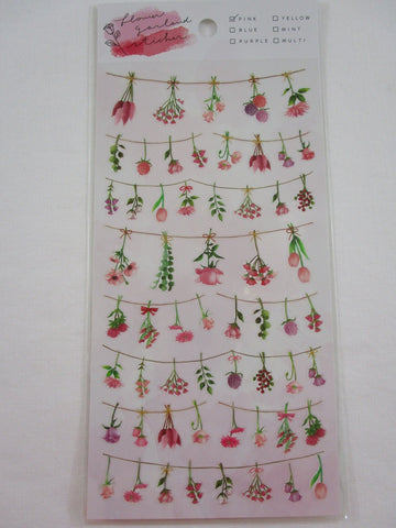 Cute Kawaii Mind Wave Flower Garland Beautiful Pink Sticker Sheet - for Journal Planner Craft Organizer Calendar