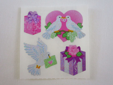 Sandylion Love Wedding Bird Glitter Sticker Sheet / Module - Vintage & Collectible