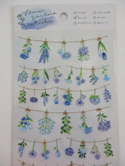 Cute Kawaii Mind Wave Flower Garland Beautiful Blue Sticker Sheet - for Journal Planner Craft Organizer Calendar