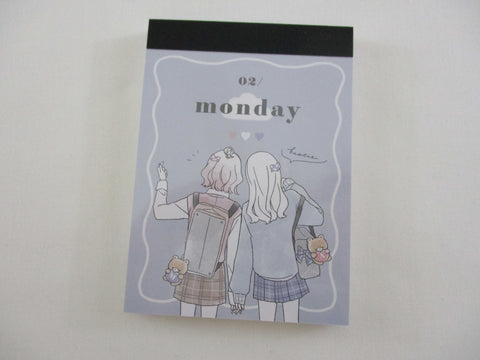 Cute Kawaii Kamio School Girls Monday bear Mini Notepad / Memo Pad - Stationery Designer Paper Collection