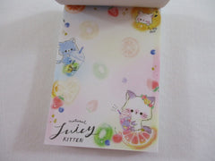 Cute Kawaii Q-Lia Juicy Kitten Cat Fruit Lemon Orange Kiwi Mini Notepad / Memo Pad - Stationery Designer Writing Paper Collection