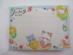Cute Kawaii Q-Lia Juicy Kitten Cat Fruit Lemon Orange Kiwi Mini Notepad / Memo Pad - Stationery Designer Writing Paper Collection