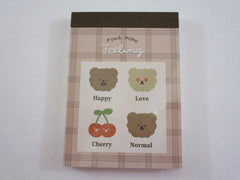 Cute Kawaii Crux Fuwa Happy Love Cherry Bear Mini Notepad / Memo Pad - Stationery Designer Paper Collection