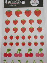 Cute Kawaii MW BonBon Series - Cherries Strawberry Sticker Sheet - for Journal Planner Craft