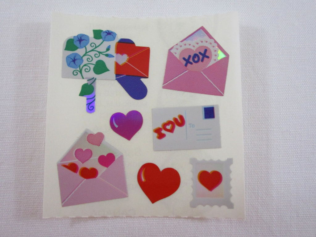 Sandylion Heart Mail Valentine Shiny Mylar Sticker Sheet / Module - Vintage & Collectible