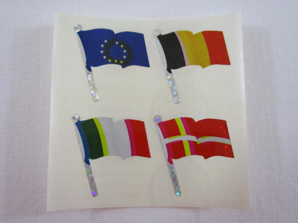 Sandylion Flags Glitter Sticker Sheet / Module - Vintage & Collectible