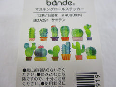 Cute Kawaii Bande Roll of 180 Stickers - Washi Tape Paper - Cactus Green Nature - for Scrapbooking Journal Planner Craft