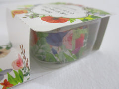 Cute Kawaii Bande Roll of 200 Stickers - Washi Tape Paper - Flowers Bouquet Garden - for Scrapbooking Journal Planner Craft