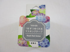 Cute Kawaii Bande Roll of 200 Stickers - Washi Tape Paper - Flowers Bouquet Garden Hydrangea- for Scrapbooking Journal Planner Craft