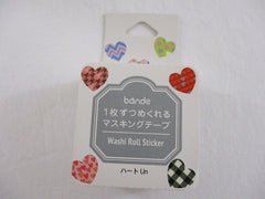 Cute Kawaii Bande Roll of 200 Stickers - Washi Tape Paper - Hearts Love Valentine #Luv - for Scrapbooking Journal Planner Craft