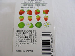 Cute Kawaii Bande Roll of 200 Stickers - Washi Tape Paper - Strawberry Fresh Fruit - for Scrapbooking Journal Planner Craft