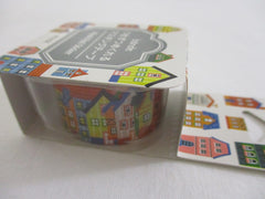 Cute Kawaii Bande Roll of 200 Stickers - Washi Tape Paper - House Home Town City Building - for Scrapbooking Journal Planner Craft