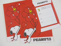 Cute Kawaii Peanuts Snoopy Hearts Letter Set - Stationery Writing Paper Penpal Collectible