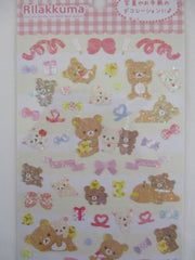 Cute Kawaii San-X Rilakkuma Bear Glittery Sticker Sheet 2023 - C Ribbon Party - for Planner Journal Scrapbook Craft