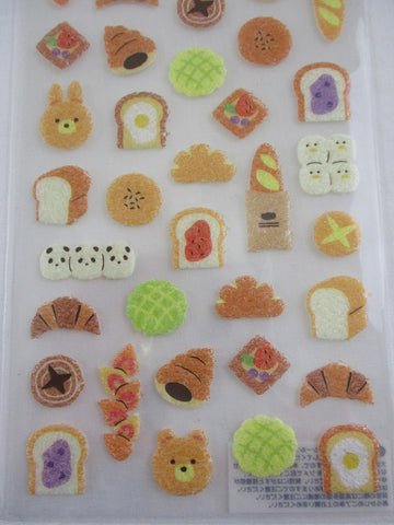 Cute Kawaii MW Vivelle Paper Sponge - Warm Bread Toast Croissant Breakfast Bakery Morning theme Sticker Sheet - for Journal Planner Craft Organizer