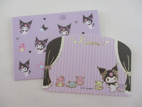 Cute Kawaii Sanrio Kuromi Mini Message Card - Small Writing Note Envelope Set Stationery
