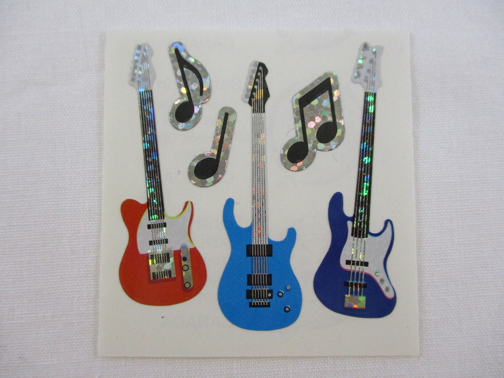 Sandylion Guitar Music Instrument Glitter Sticker Sheet / Module - Vintage & Collectible