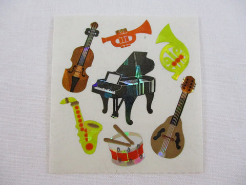 Sandylion Music Instruments Piano Violin Saxophone Prismatic Sticker Sheet / Module - Vintage & Collectible